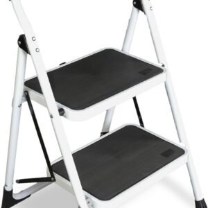 2 Step Ladder, Ergonomic Folding Stool with Anti-Slip Pedal, Step Stool with Padded Handle for Kitchen, Household, Offices,Party Decoration,400lbs Capacity, ,