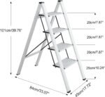 Aluminum Ladder Folding Step Ladder Heavy Duty Portable Household Cleaning Ladder Not Slip Feet Stair Stool Multi-Use for Home,Office Silver Load up to 220lb (4 Step Ladder)