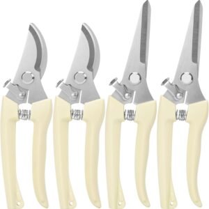 4PACK Pruning Shears, Stainless Steel Garden Shears, Sharp Handhled Gardening Scissors, Bypass & Straight Blade Garden Clippers for Plants, Flowers, Fruits Trees, Gardening Gifts for Women & Men