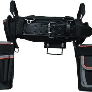 Electrician's Padded Tool Belt and Tool Pouch Combo for Long-wear Comfort and Durability Size Medium
