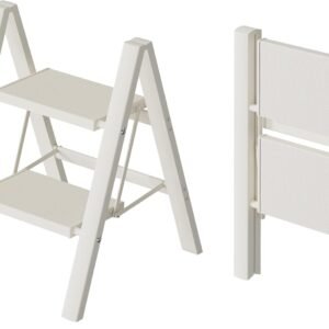 2 Step Ladder, Lightweight Portable 2 Step Stool with Anti-Slip Wide Pedal, 330lbs Capacity Aluminum Ladder for Household,Office,Library(White)