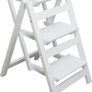 Ladders Household folding ladder stool Herringbone ladder Stylish solid wood 3/4 step ladder Indoor climbing small ladder (White,3rd floor stairs)