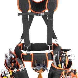 Tool Belt With Suspenders, 22 Pockets Tool Bag, Multi-Functional Adjustable Waist Tool Belt, Heavy Duty Tool Organizer for Framers, Carpenter, Electrician,Construction