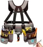 Tool Belt for Men, Professional Tool Belts with Suspenders, Magnetic Tool Pouch, Adjustable Utility Belt Tools Organizer, Heavy Duty Construction Work Bags Tool Pouch for Electrician, Carpenter