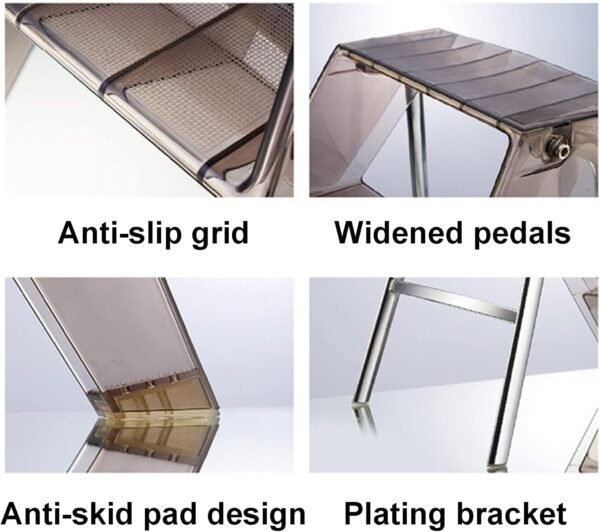 Step Stools for Adults, 3 Step Ladder Folding Step Stool, Folding Stools for Adults Portable, Acrylic 3 Step Ladder, with Ladder and Stool