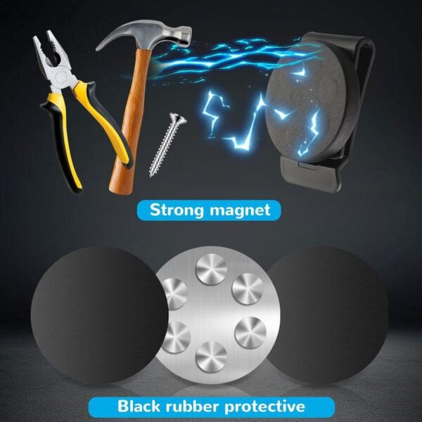 3 PCS Belt Magnetic Clips Heavy Duty Magnetic Tool Holder Black Magnet Belt Organizer for Screws Nails Screwdrivers Wrench Metal Accessories (Medium 2.16 * 2.8 IN)