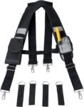Tool Belt Suspenders for Men, Construction Tool Belt, Heavy Duty Work Suspender Tool Belt with Magnetic Wristband and Large Moveable Phone Holder