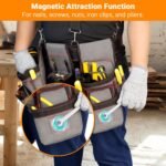 Tool Belt for Men, Professional Tool Belts with Suspenders, Magnetic Tool Pouch, Adjustable Utility Belt Tools Organizer, Heavy Duty Construction Work Bags Tool Pouch for Electrician, Carpenter